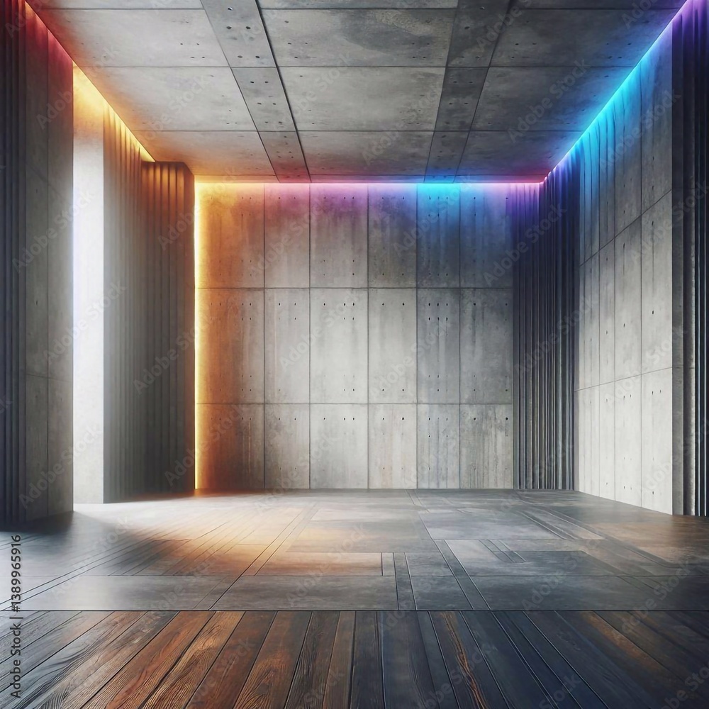 Empty concrete room concept. AI generated illustration