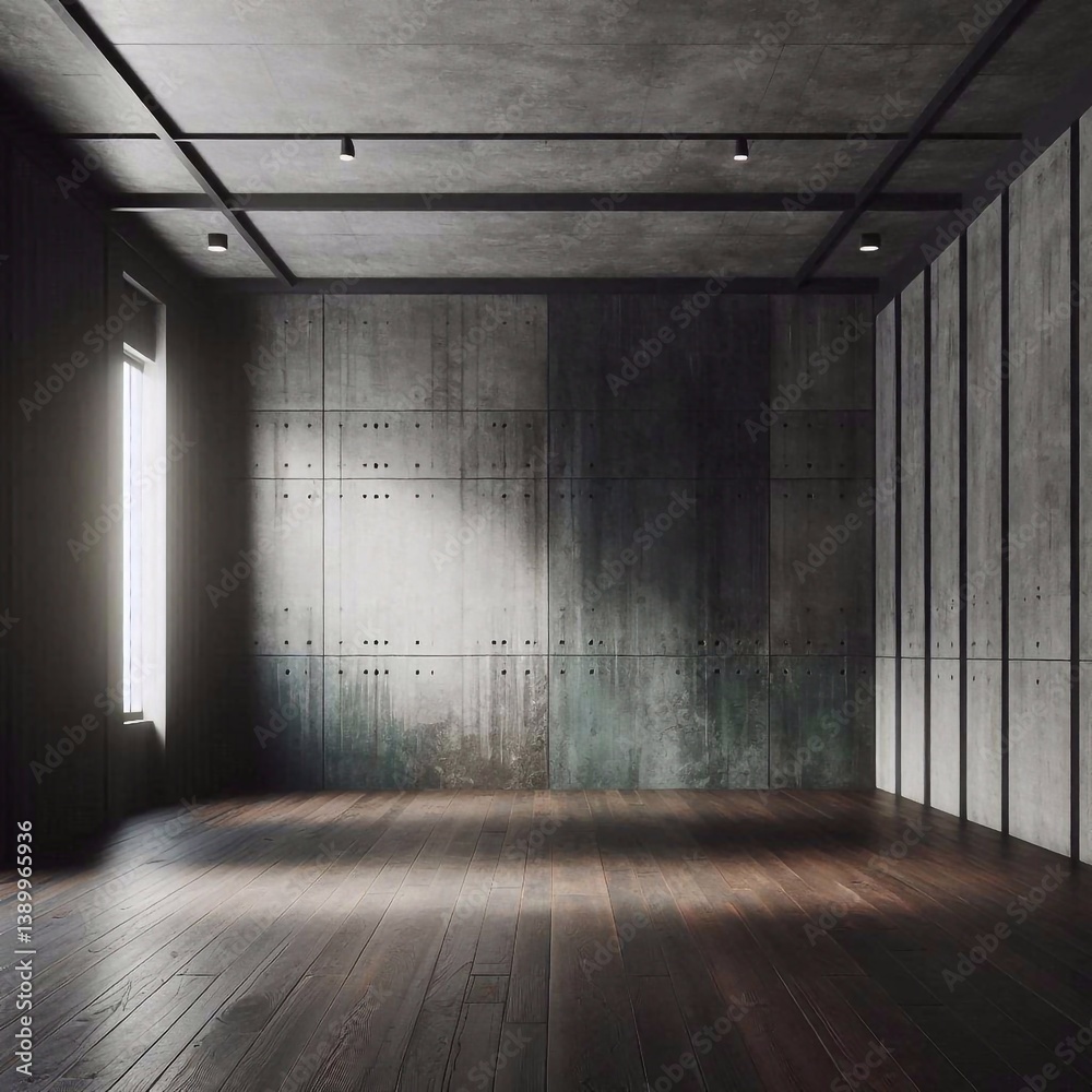 Empty concrete room concept. AI generated illustration