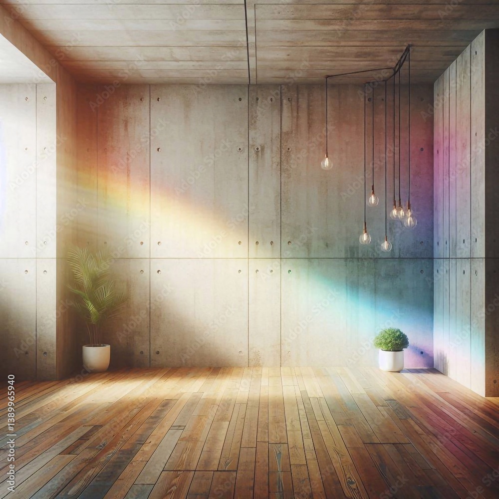 Empty concrete room concept. AI generated illustration