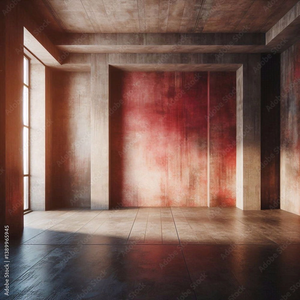 Empty concrete room concept. AI generated illustration
