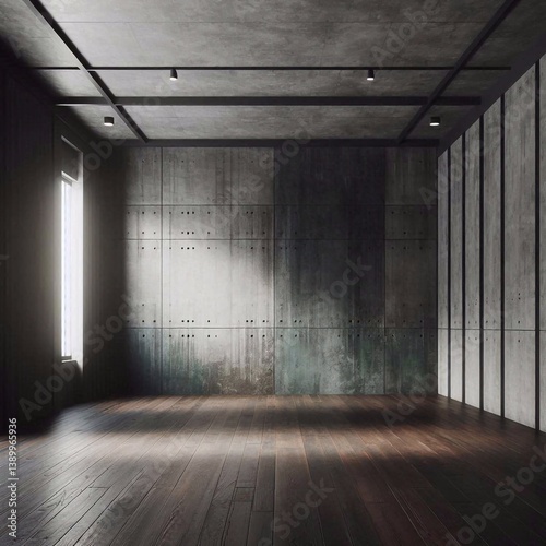 Obraz na płótnie Empty concrete room concept. AI generated illustration w salonie