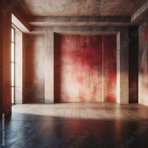 Obraz na płótnie Empty concrete room concept. AI generated illustration w salonie