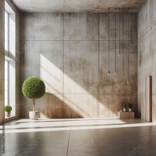 Obraz na płótnie Empty concrete room concept. AI generated illustration w salonie