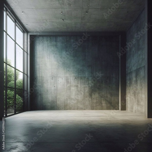 Obraz na płótnie Empty concrete room concept. AI generated illustration w salonie