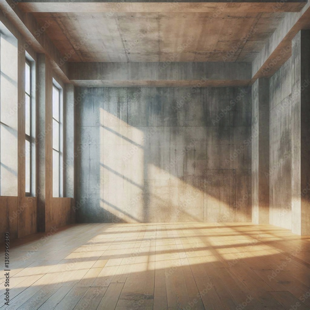 Empty concrete room concept. AI generated illustration
