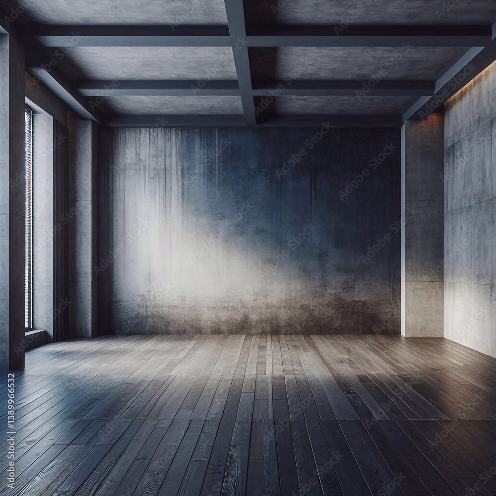 Empty concrete room concept. AI generated illustration