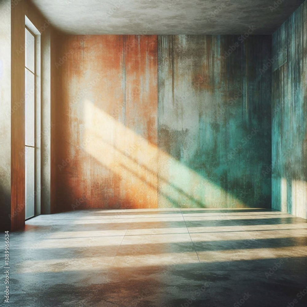 Empty concrete room concept. AI generated illustration