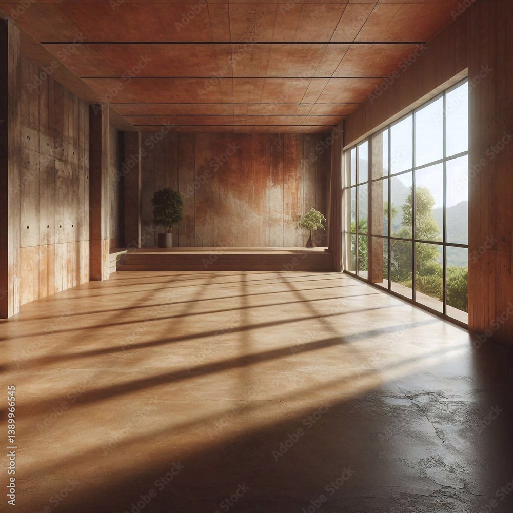 Empty concrete room concept. AI generated illustration