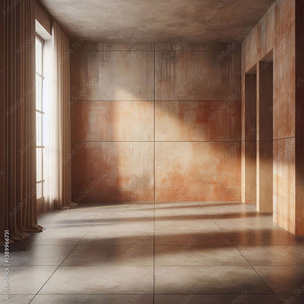Empty concrete room concept. AI generated illustration