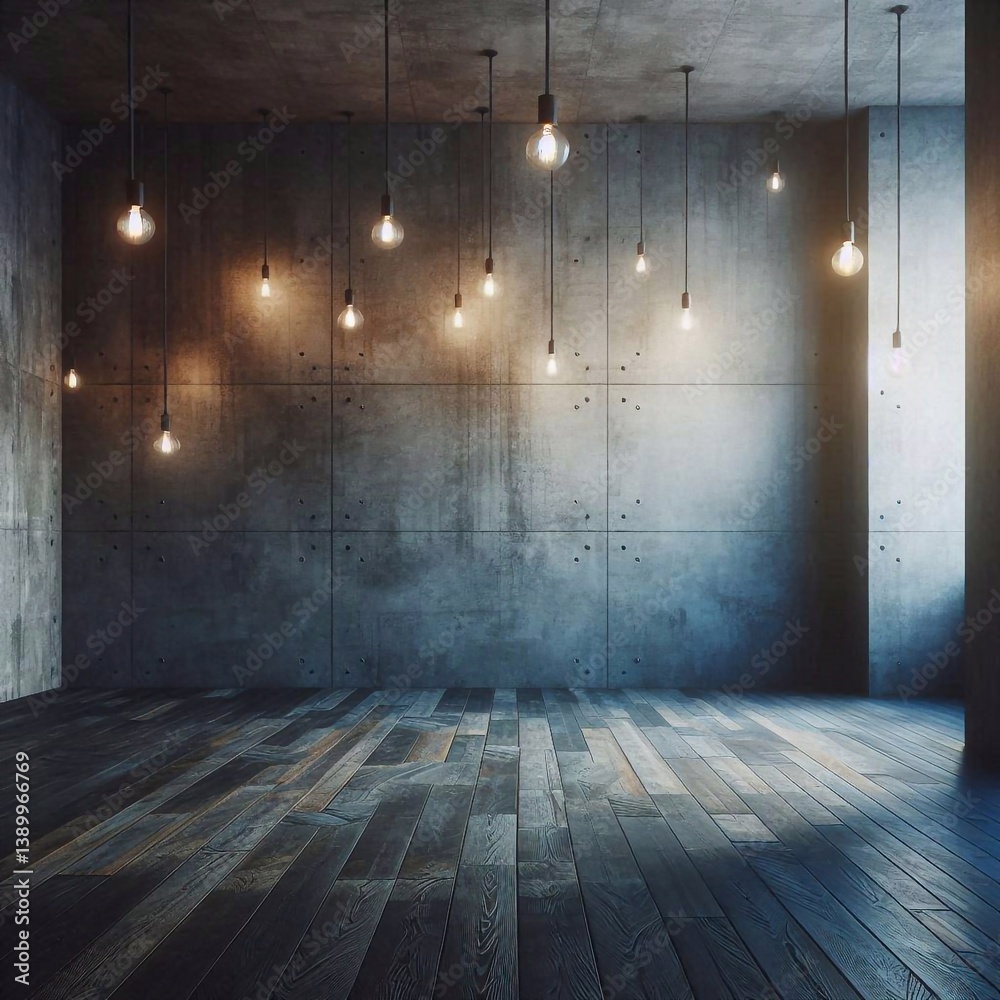 Empty concrete room concept. AI generated illustration