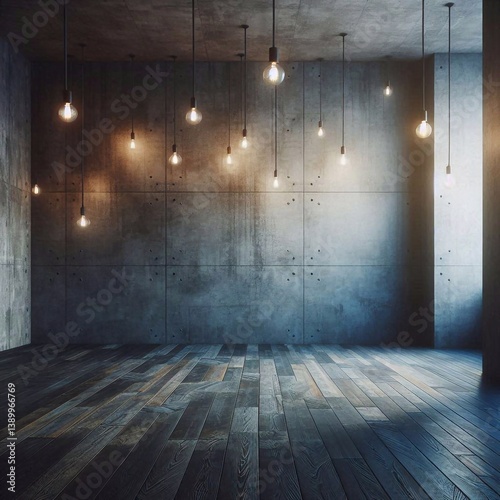 Obraz na płótnie Empty concrete room concept. AI generated illustration w salonie