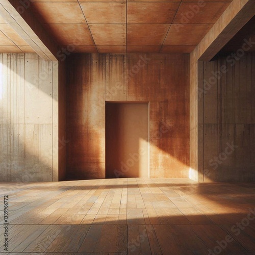 Obraz na płótnie Empty concrete room concept. AI generated illustration w salonie