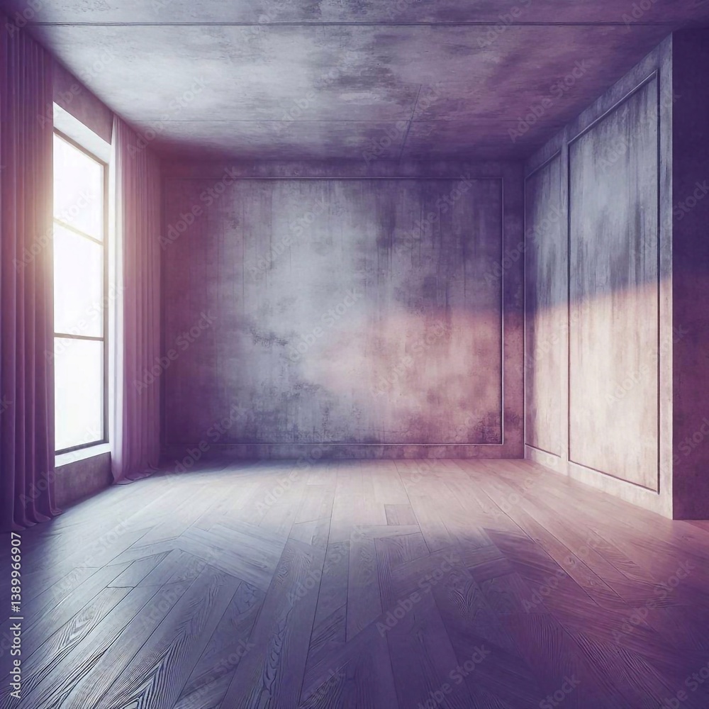 Empty concrete room concept. AI generated illustration
