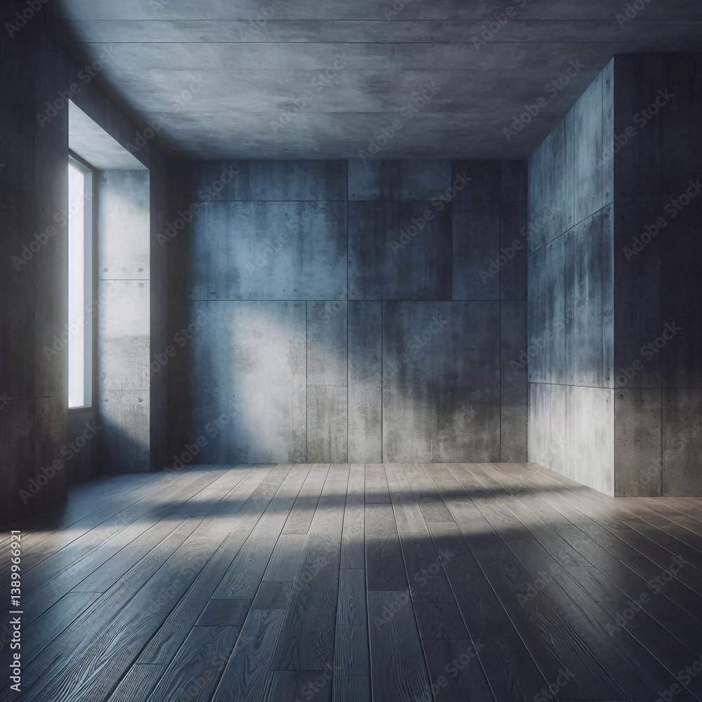 Empty concrete room concept. AI generated illustration