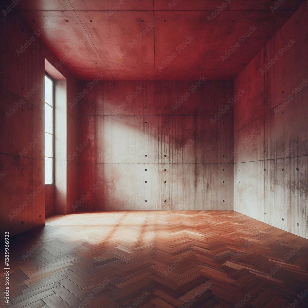 Empty concrete room concept. AI generated illustration