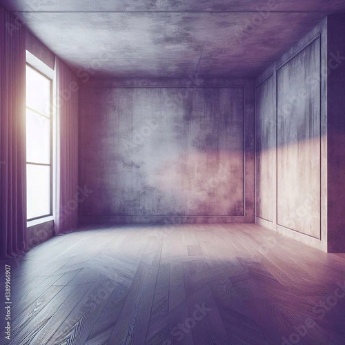 Obraz na płótnie Empty concrete room concept. AI generated illustration w salonie