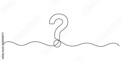 Continuous linear drawing of question mark. One line drawing background. Vector illustration. Question mark in one line style. Graphic illustration