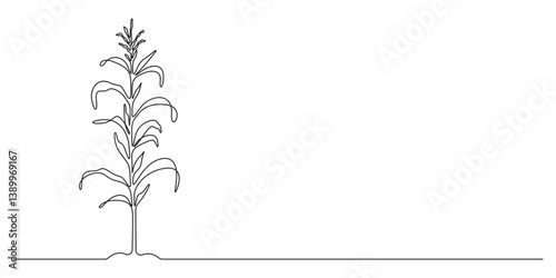 Corn tree in one continuous line drawing vector illustration