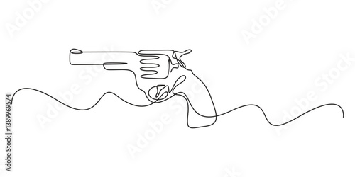 Revolver vector illustration continuous one line drawing