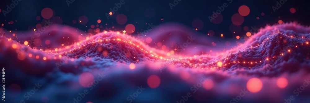 Fototapeta premium Ethereal vocal cords glowing softly in the dark, sound wave, ethereal