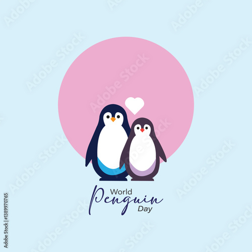 Minimalistic Vector Illustration of World Penguin Day suitable for Print or Social Media Post