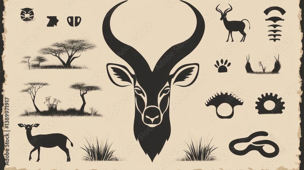 Obraz premium Sable Antelope African Safari Icons