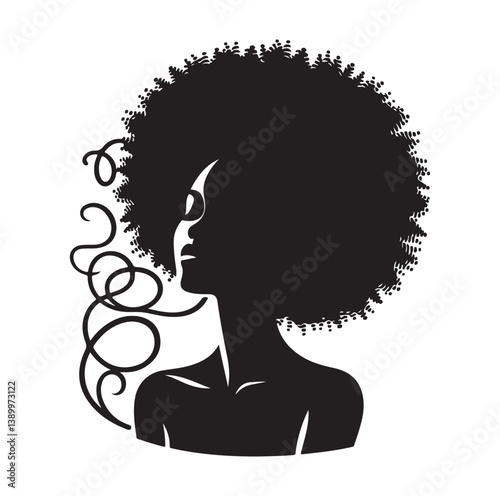 Black woman with African hair silhouette.