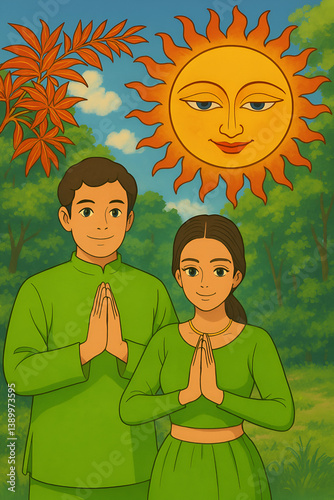Sinhala and Tamil new year, Aurudu, Ayubowan Couple. Happy New Year. photo
