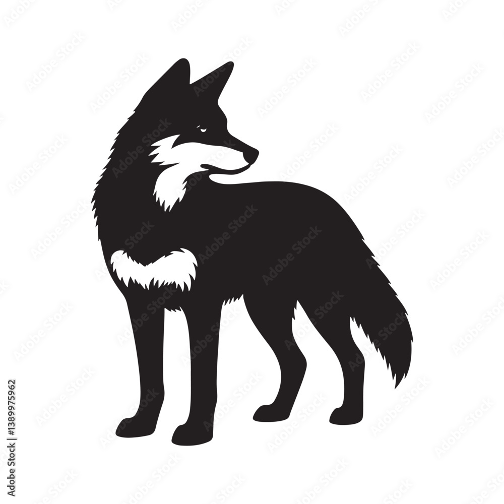 Obraz premium Dingo Silhouette - Minimalist Dingo Vector - Illustration of Dingo. Dingo Animal Design.