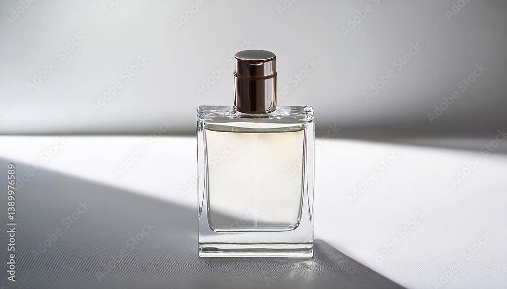 Elegant Blank Perfume Bottle Mockup with White Background Isolated and Natural Daylight Elegant Blank Perfume Bottle Mockup with White Background Isolated and Natural Daylight