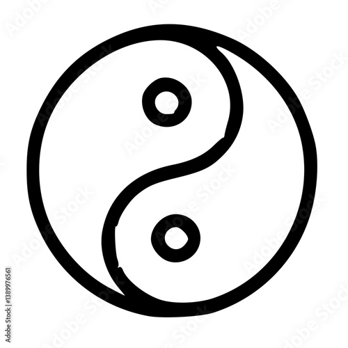 Handdrawn Yin Yang Symbol Circle Balance Harmony Spirituality Illustration