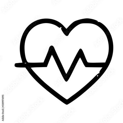 Handdrawn Simple Heartbeat Icon Graphic Symbol for Healthcare and Wellness