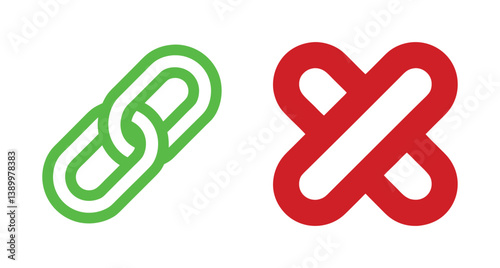 Link and Disconnect Icons for Connection, Relationship, or Severance Concepts