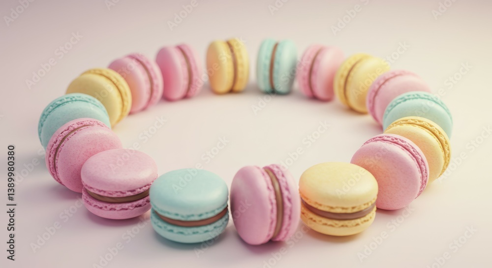 Obraz premium Pastel Macarons in a Circle: A Delightful Display of French Delights