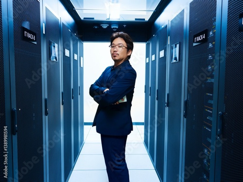 Obraz na płótnie Professional Man in Data Center with Server Racks w salonie