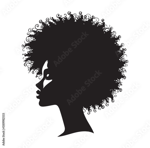 Black woman with African hair silhouette.