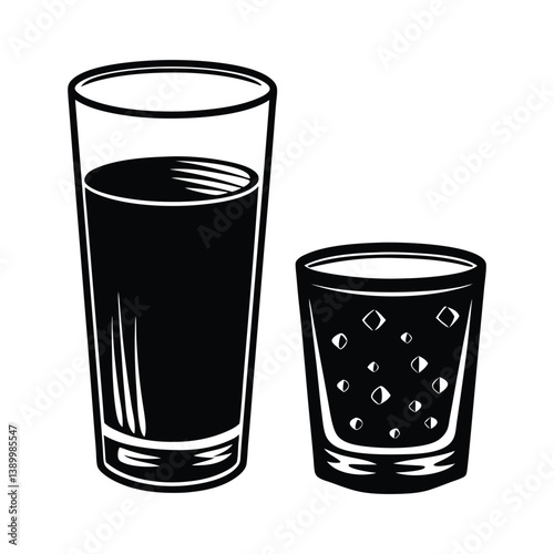 Highball  Lowball Glass on white background.