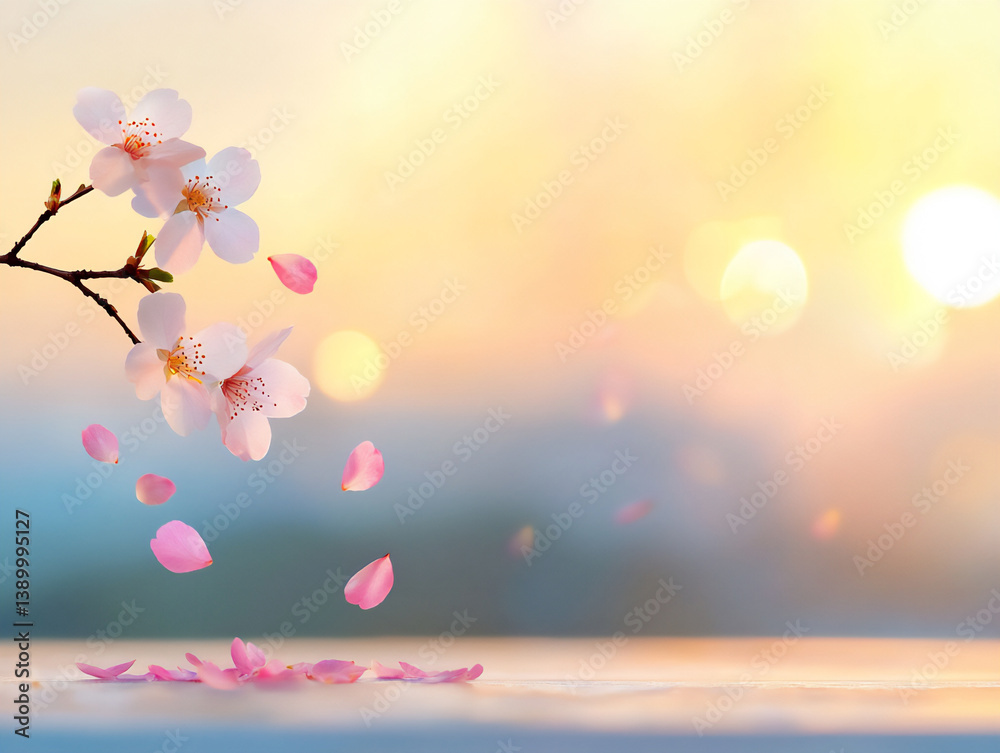 Fototapeta premium flower petals falling on stage,