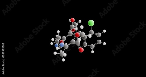 Amlodipine molecule, rotating 3D model of dihydropyridines, looped video on a black background photo