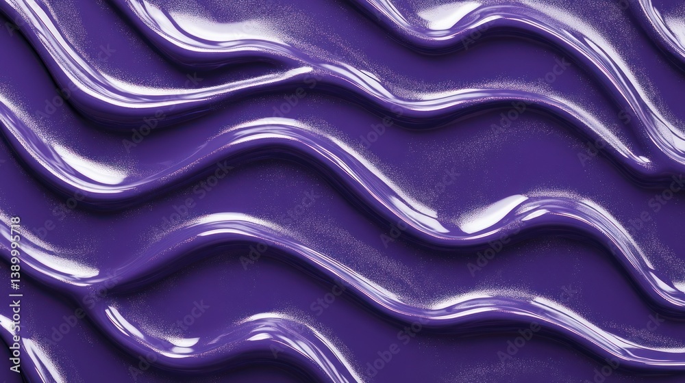 Fototapeta premium Lustrous liquid texture with an undulating rhythm of waves in violet hues