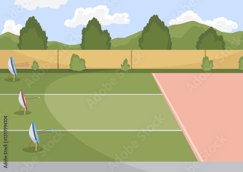 Obraz na płótnie Archery practice or training. Successfully hitting the targets. Vector artwork depict success, achievement or accomplishment w salonie