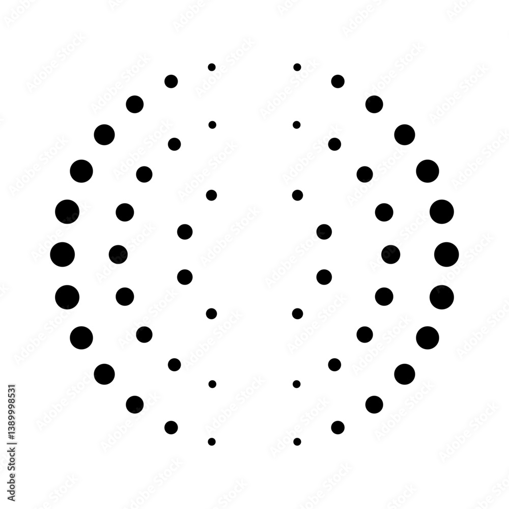 Halftone dotted speed lines circle. Geometric art in circle form. Round swirl movement symbol. Halftone circular dotted frame. Vector design element