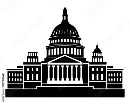 Washington Capitol Building Silhouette Vector & U.S. Landmark SVG