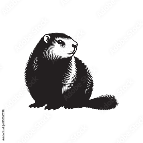 Marmot Silhouette - Marmot Minimalist Design - Marmot Vector - Illustration Of Marmot.