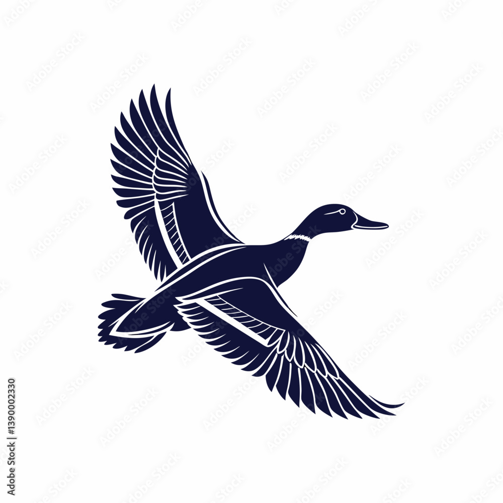 Obraz premium flying duck vector silhouette on white background (1)