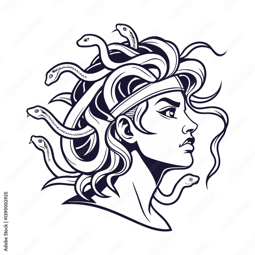 woman with snakes on head medusa the mythical got vector illustration woman with snakes on head medusa the mythical got vector illustration