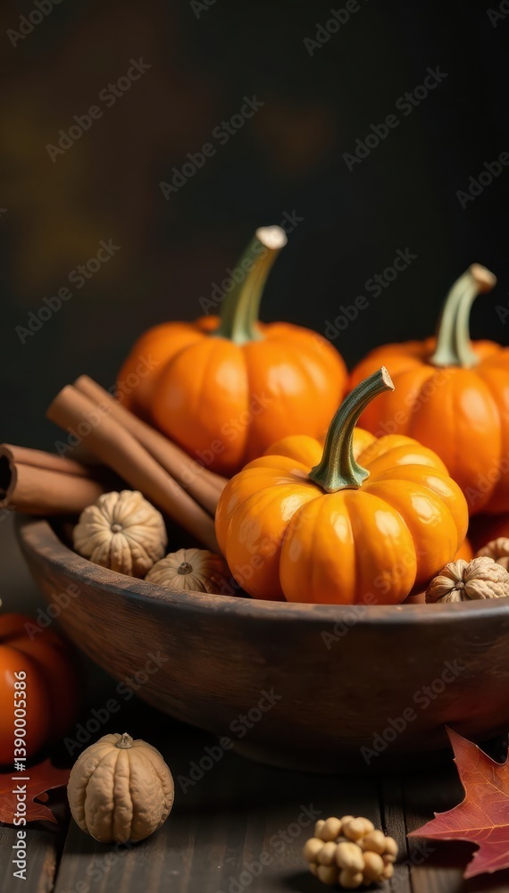 Pumpkins, cinnamon sticks, walnuts in a weathered wooden bowl Fall harvest bounty , pumpkin, seasonal, stock photo Pumpkins, cinnamon sticks, walnuts in a weathered wooden bowl Fall harvest bounty , pumpkin, seasonal, stock photo