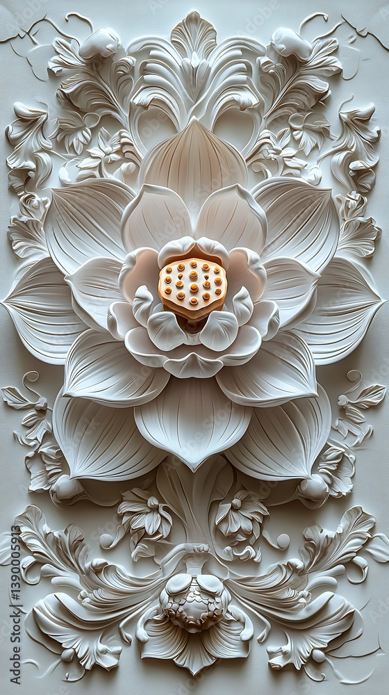 Ornamental lotus flower carving spiritual design high resolution photo Ornamental lotus flower carving spiritual design high resolution photo