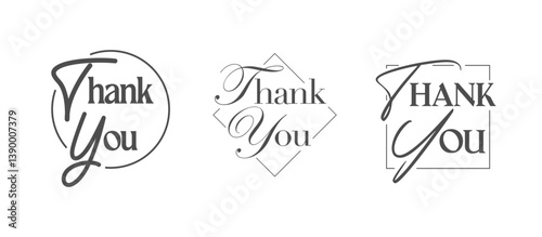 Thank You lettering set. Elegant inscriptions. Thanks card. Vector design.