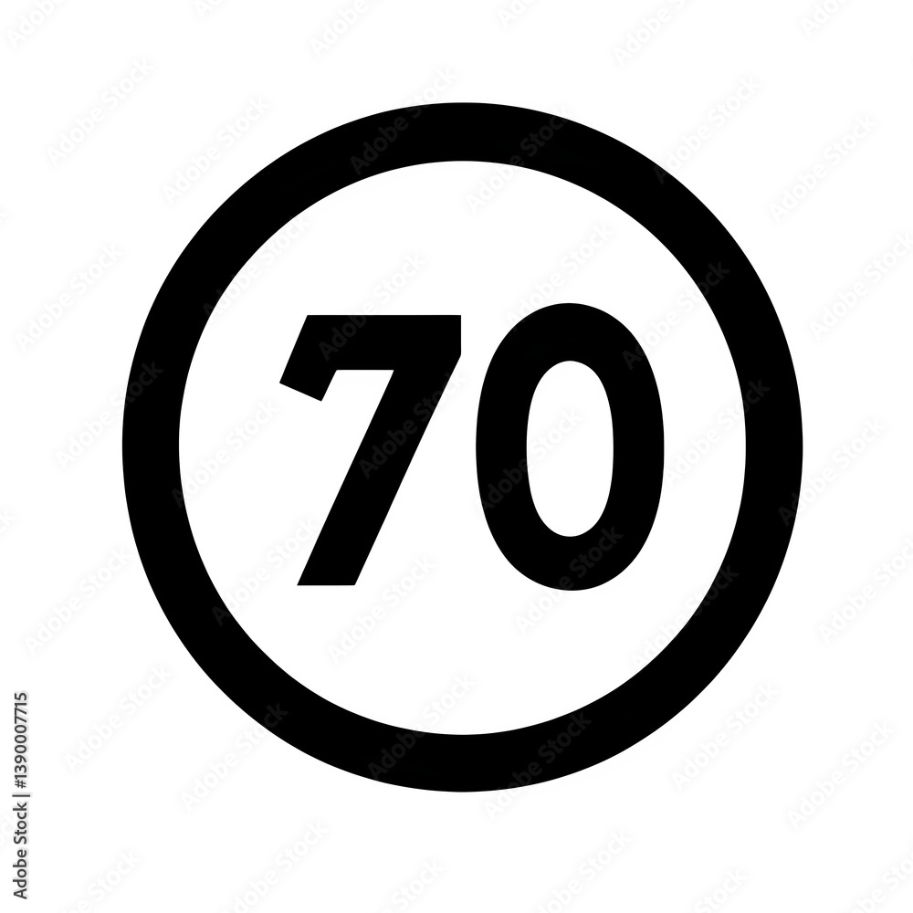 A silhouette of a speed limit sign with a bold number, isolated on a white background. A silhouette of a speed limit sign with a bold number, isolated on a white background.